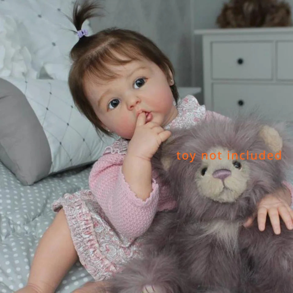 BZDOLL 24inch Reborn Baby Doll with 3D-Paint Skin and Veins (Soft Vinyl Limb, Cloth Body), 60cm Handmade Realistic Newborn Babies Lovely Art Bebe Toy Gift for 3+ Girl