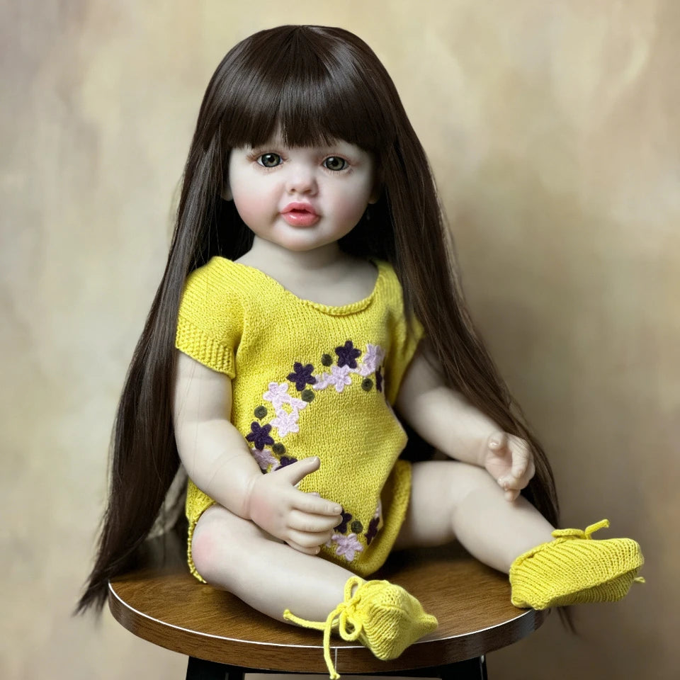 BZDOLL 55cm 22inch Lifelike Reborn Baby Doll Full Body Soft Vinyl Princess Toddler Decorative Doll Newborn Kids Birthday Gift