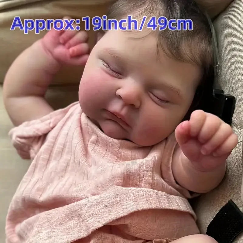 20" Realistic Reborn Baby Doll Soft Cloth Body - Pink Floral Design, Vinyl Material, Perfect for Kids Ages 3+ - Ideal for Imaginative Play & Collecting, Baby Dolls for Girls, Collectible Doll, Fantasy Theme, Detailed Craftsmanship