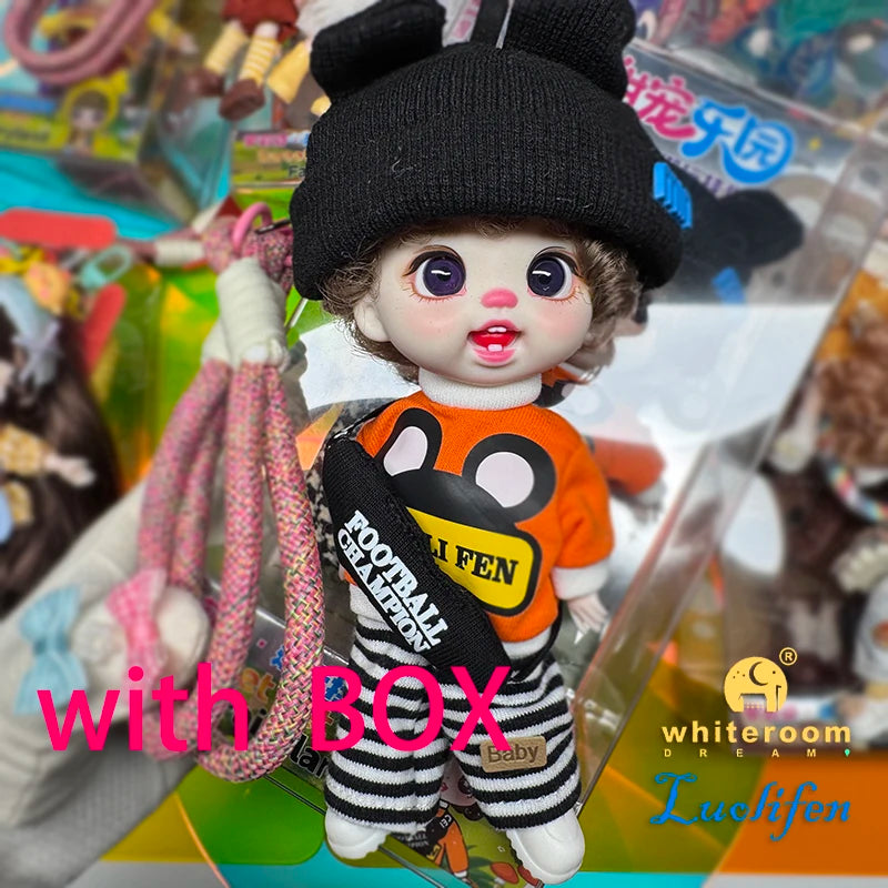 Luolifen Doll for Girl Gift Cute Mini OB11 bjd Trendy Toy Denim Set Kawaii Dopamine Candy Blue Green Eyes Toy Accessories