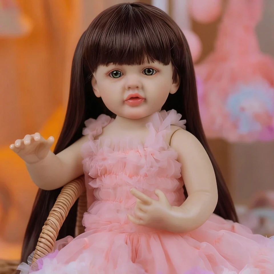 BZDOLL 55cm 22inch Lifelike Reborn Baby Girl Doll Full Body Soft Vinyl Princess Toddler Newborn Art Toy for Kids Birthday Gifts