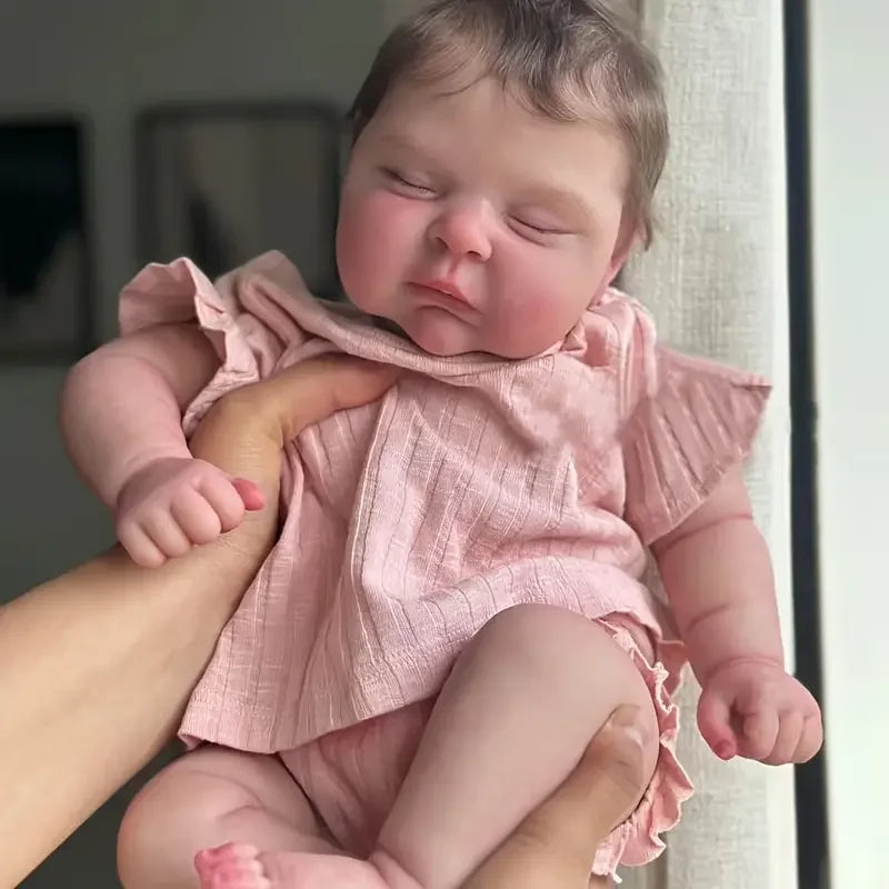 20" Realistic Reborn Baby Doll Soft Cloth Body - Pink Floral Design, Vinyl Material, Perfect for Kids Ages 3+ - Ideal for Imaginative Play & Collecting, Baby Dolls for Girls, Collectible Doll, Fantasy Theme, Detailed Craftsmanship
