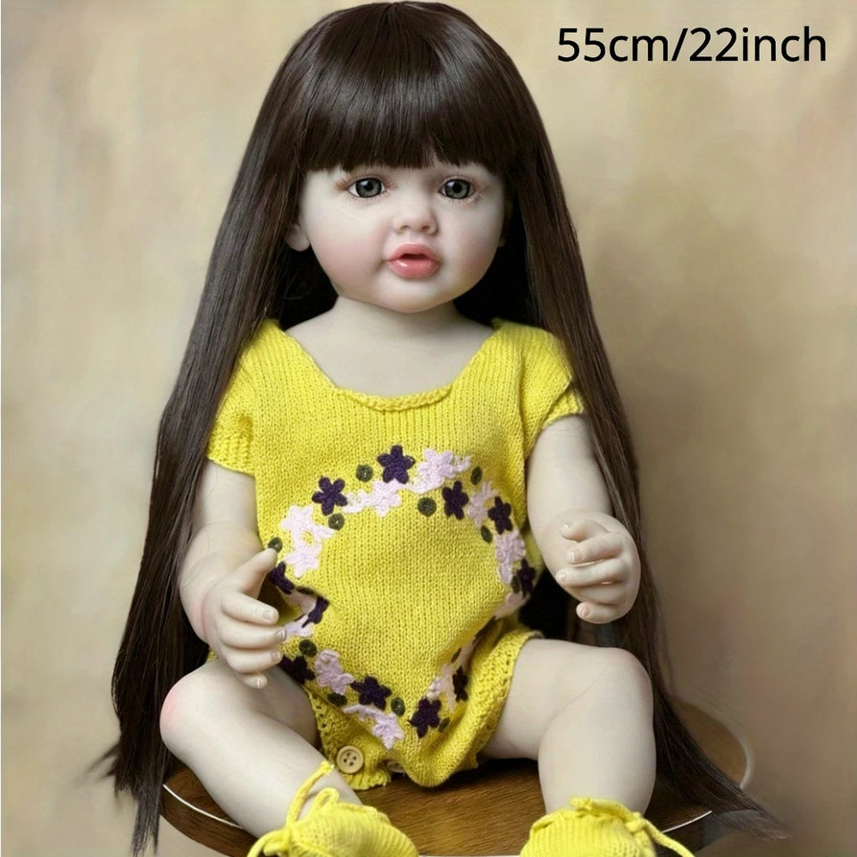 BZDOLL 55cm 22inch Lifelike Reborn Baby Doll Full Body Soft Vinyl Princess Toddler Decorative Doll Newborn Kids Birthday Gift