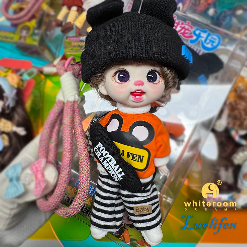 Luolifen Doll for Girl Gift Cute Mini OB11 bjd Trendy Toy Denim Set Kawaii Dopamine Candy Blue Green Eyes Toy Accessories