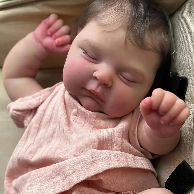 20" Realistic Reborn Baby Doll Soft Cloth Body - Pink Floral Design, Vinyl Material, Perfect for Kids Ages 3+ - Ideal for Imaginative Play & Collecting, Baby Dolls for Girls, Collectible Doll, Fantasy Theme, Detailed Craftsmanship
