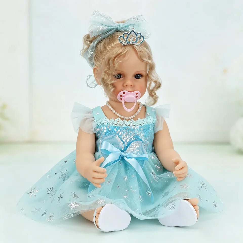 Reborn Dolls Girl 22 Inch 55cm Soft Silicone Vinyl Baby Doll Baby Reborn Dolls with Cloth Body
