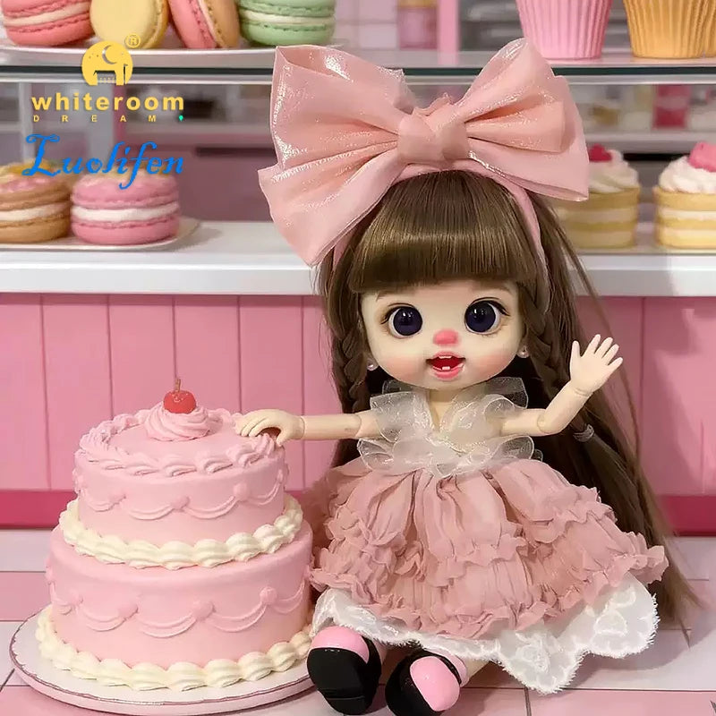 Luolifen Doll for Girl Gift Cute Mini OB11 bjd Trendy Toy Denim Set Kawaii Dopamine Candy Blue Green Eyes Toy Accessories