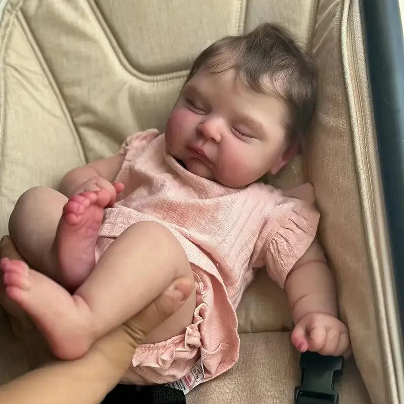 20" Realistic Reborn Baby Doll Soft Cloth Body - Pink Floral Design, Vinyl Material, Perfect for Kids Ages 3+ - Ideal for Imaginative Play & Collecting, Baby Dolls for Girls, Collectible Doll, Fantasy Theme, Detailed Craftsmanship