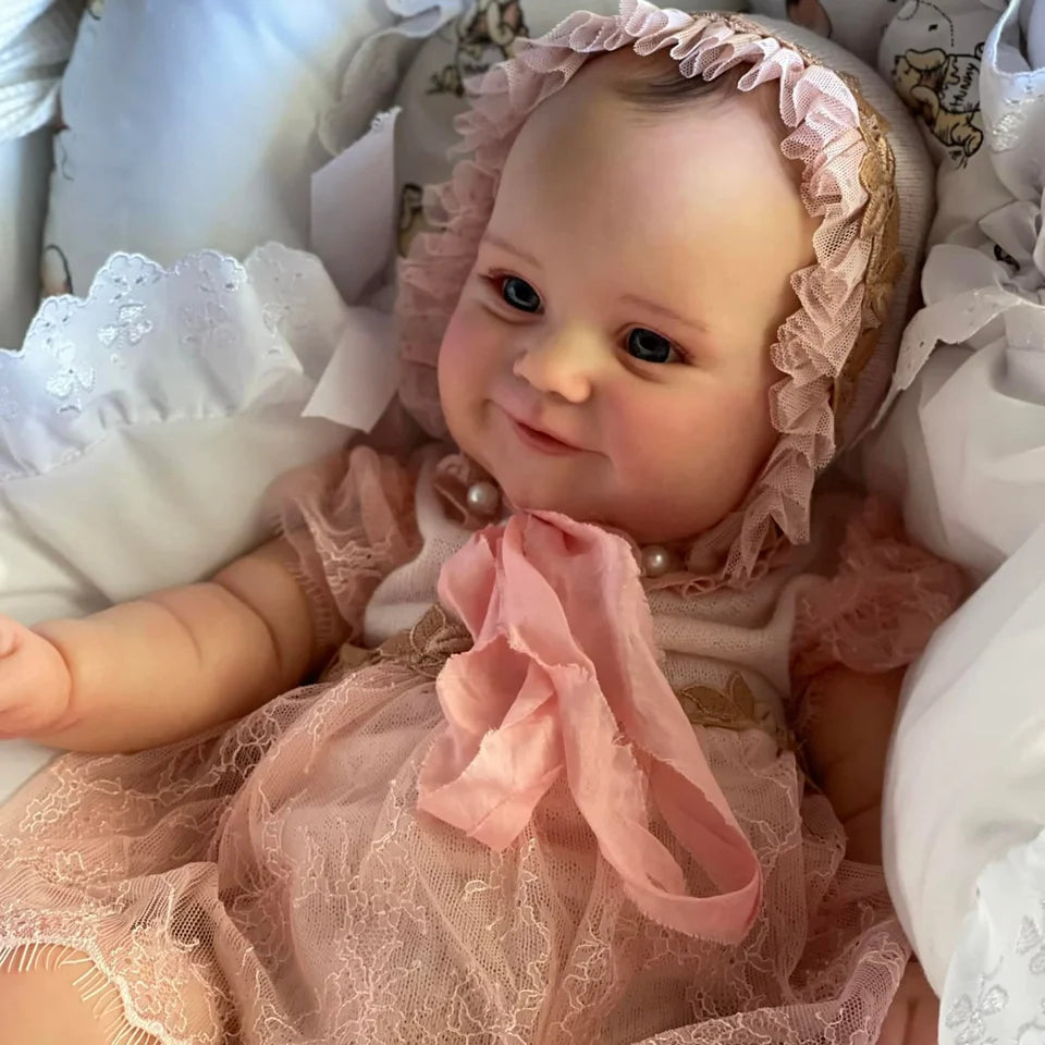 BZDOLL 60cm 24inch Soft Vinyl Reborn Baby Doll with 3D-Paint Skin and Blood Vessels Girl Art Toy Bebe Lifelike Handmade Newborn Girl Toddler Birthday Gift