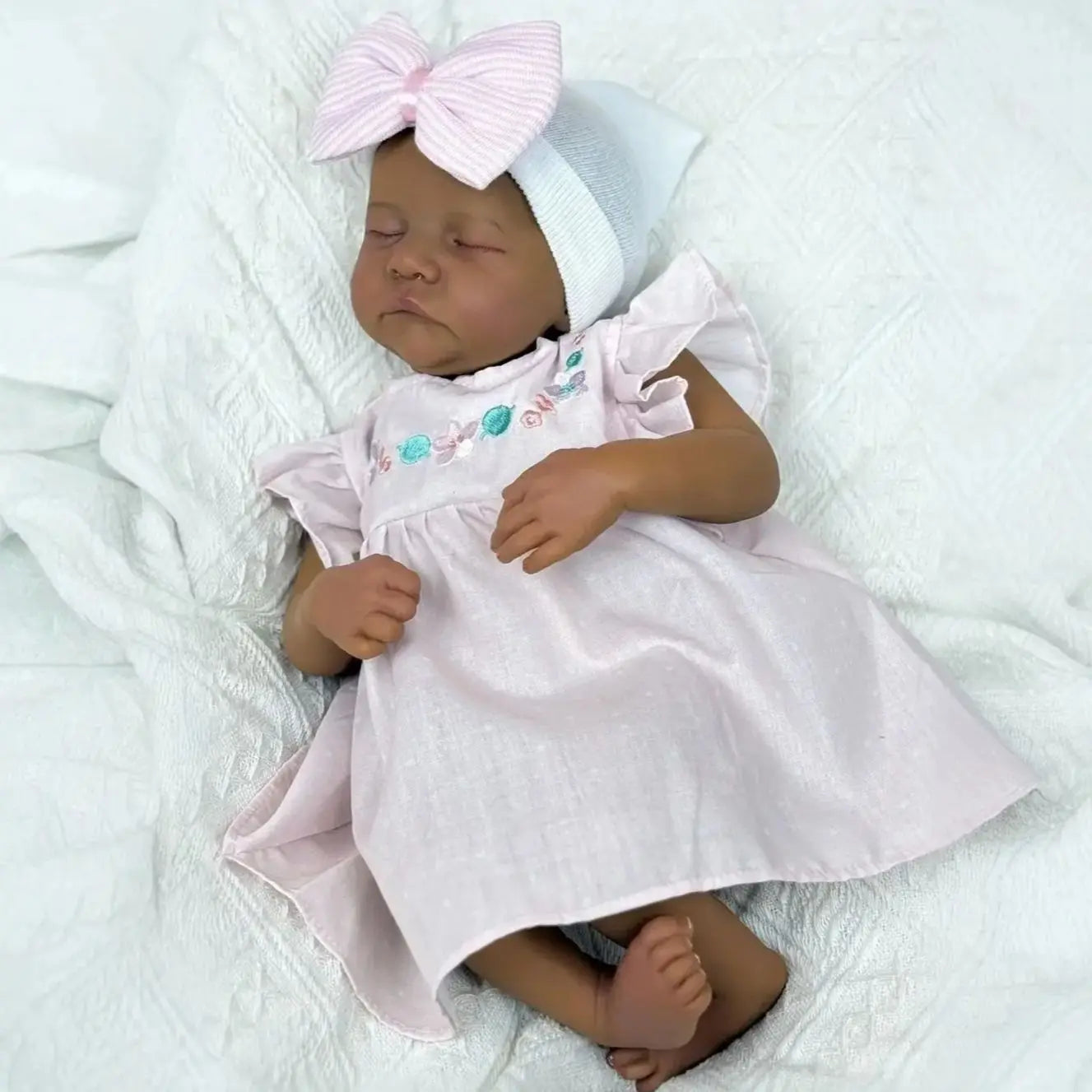 BZDOLL 48cm 19inch Black Skin Asleep Reborn Baby Doll Toy Cloth Body Dolls Can Be Chosen, Lovely Birthday Gift
