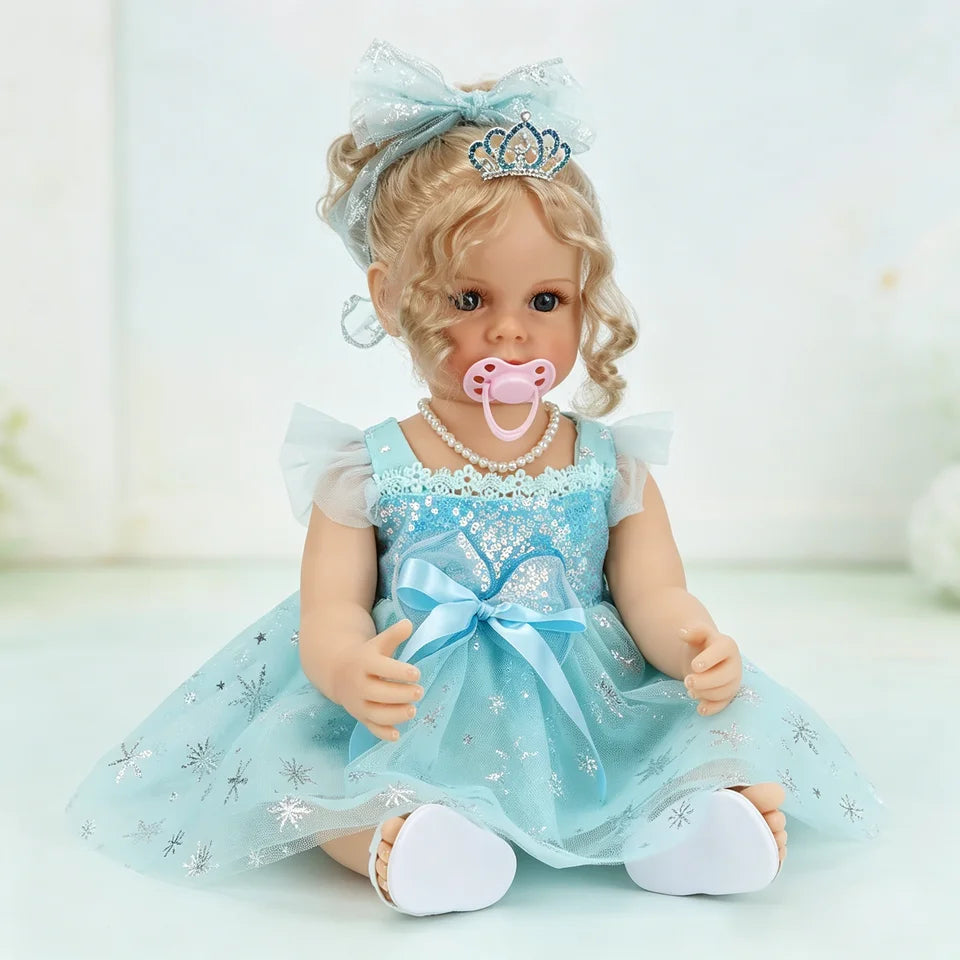 Reborn Dolls Girl 22 Inch 55cm Soft Silicone Vinyl Baby Doll Baby Reborn Dolls with Cloth Body