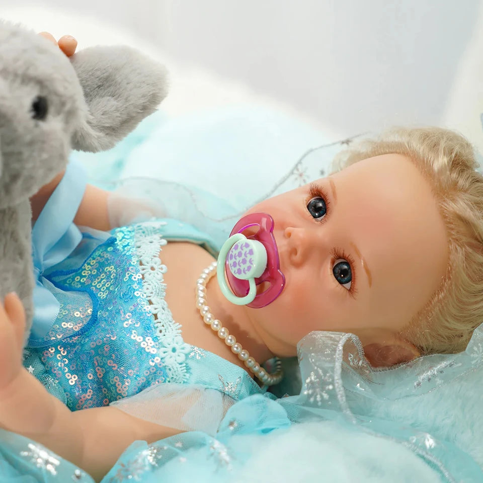 Reborn Dolls Girl 22 Inch 55cm Soft Silicone Vinyl Baby Doll Baby Reborn Dolls with Cloth Body