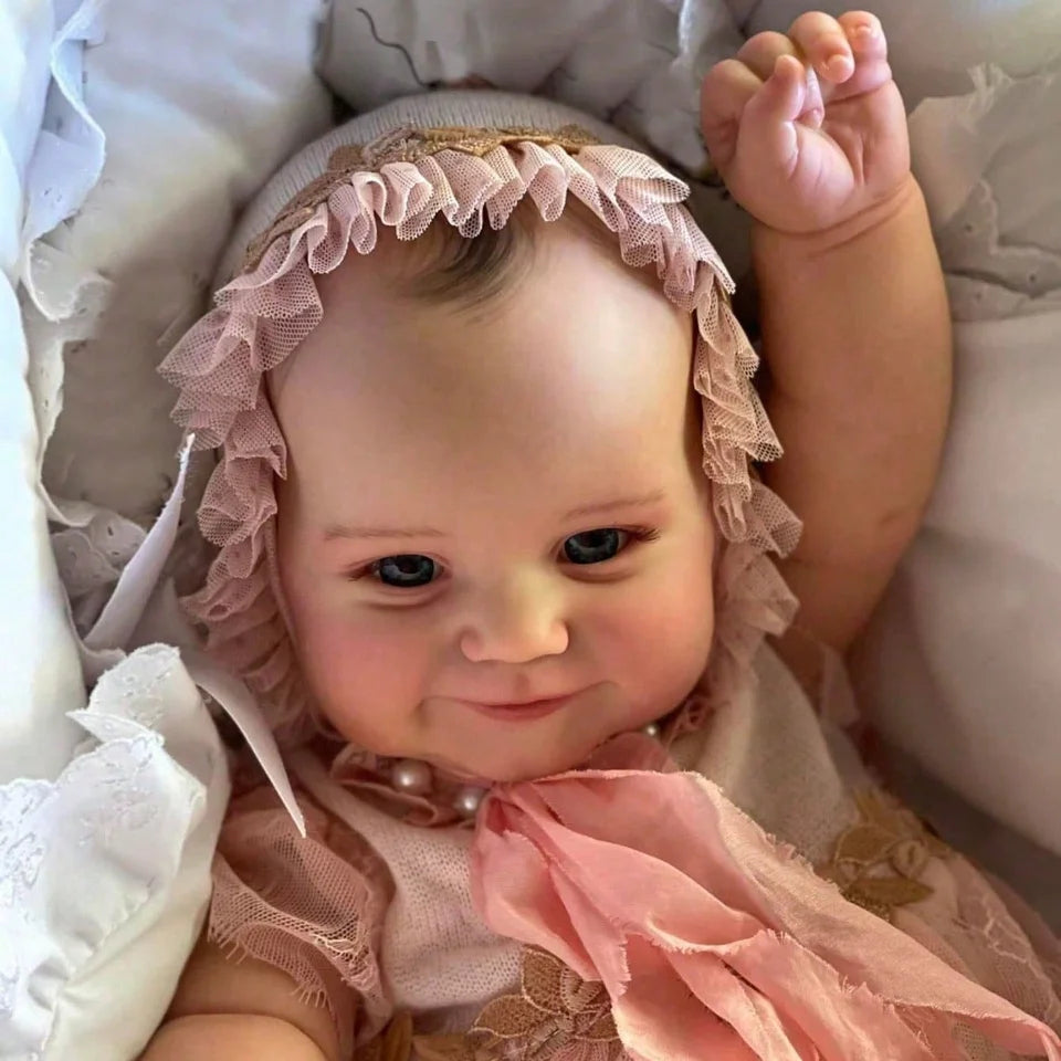 BZDOLL 60cm 24inch Soft Vinyl Reborn Baby Doll with 3D-Paint Skin and Blood Vessels Girl Art Toy Bebe Lifelike Handmade Newborn Girl Toddler Birthday Gift
