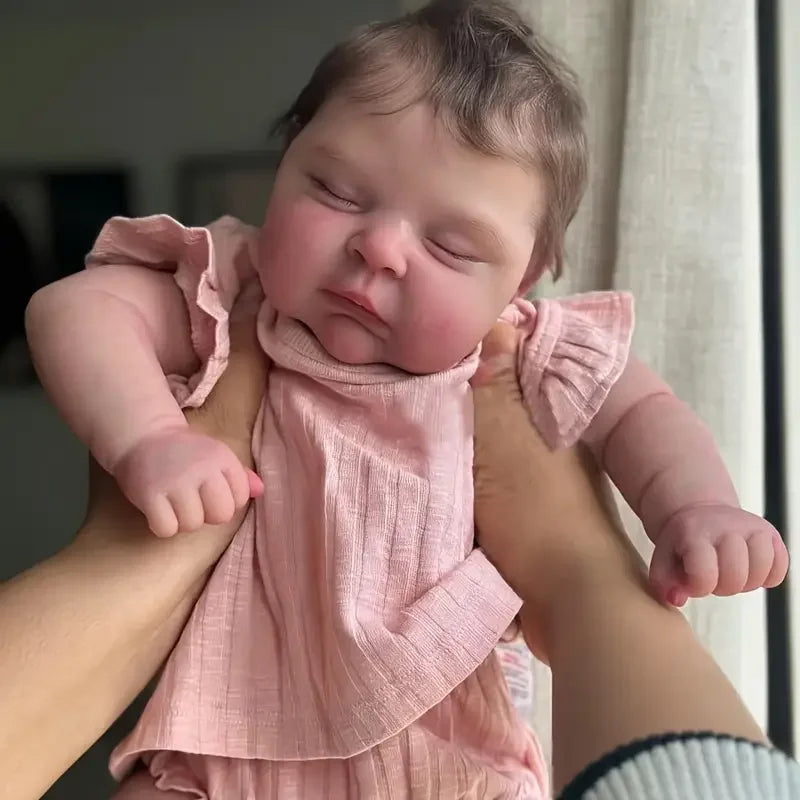 20" Realistic Reborn Baby Doll Soft Cloth Body - Pink Floral Design, Vinyl Material, Perfect for Kids Ages 3+ - Ideal for Imaginative Play & Collecting, Baby Dolls for Girls, Collectible Doll, Fantasy Theme, Detailed Craftsmanship