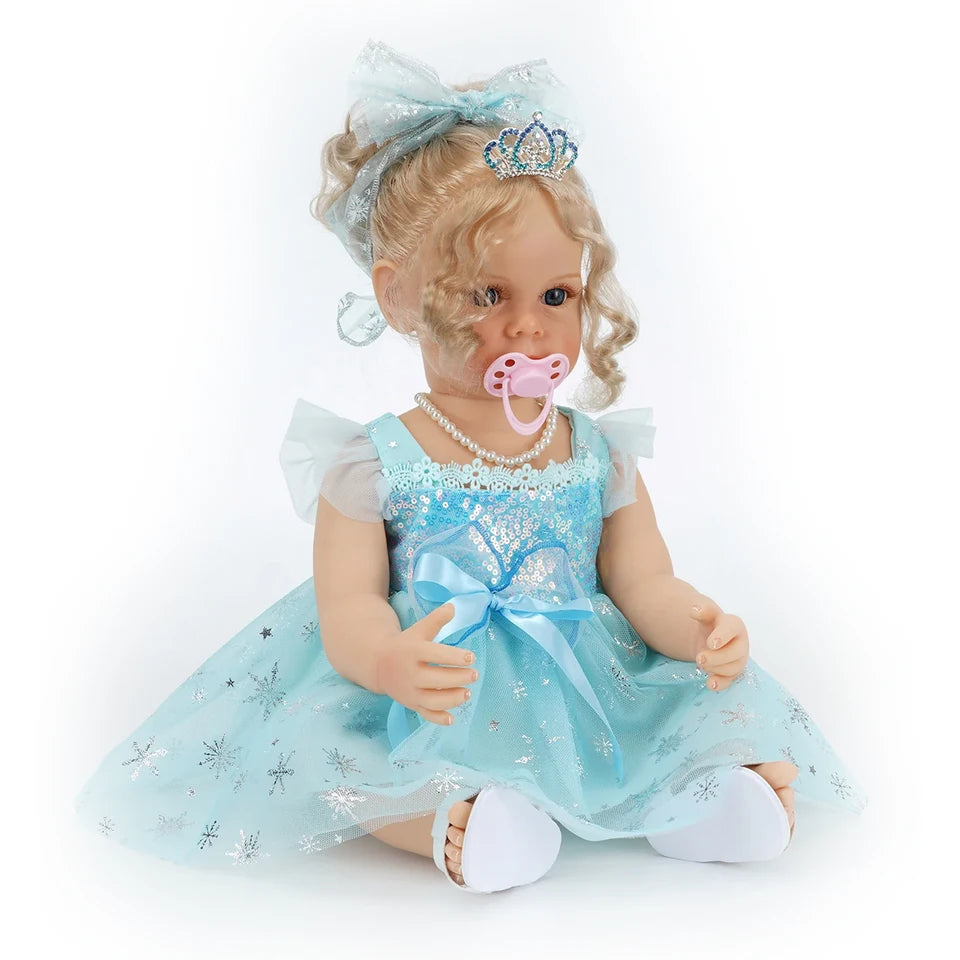 Reborn Dolls Girl 22 Inch 55cm Soft Silicone Vinyl Baby Doll Baby Reborn Dolls with Cloth Body