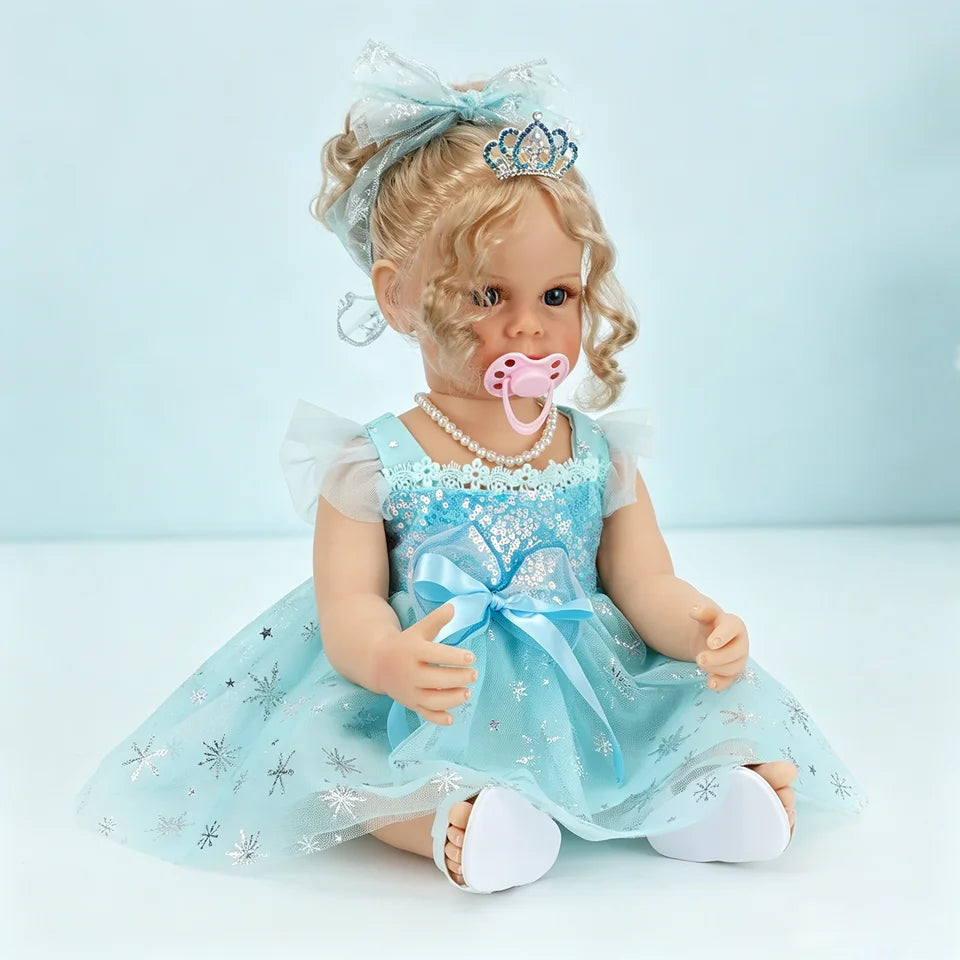 Reborn Dolls Girl 22 Inch 55cm Soft Silicone Vinyl Baby Doll Baby Reborn Dolls with Cloth Body