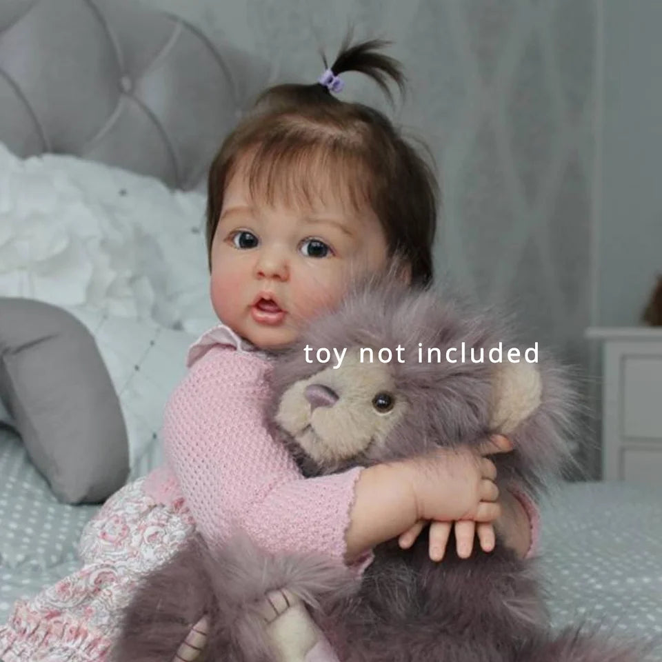 BZDOLL 24inch Reborn Baby Doll with 3D-Paint Skin and Veins (Soft Vinyl Limb, Cloth Body), 60cm Handmade Realistic Newborn Babies Lovely Art Bebe Toy Gift for 3+ Girl