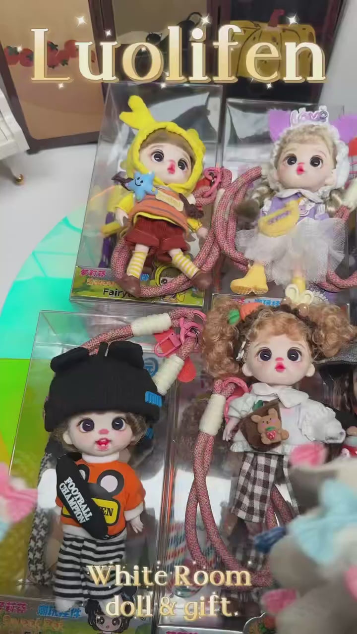 Luolifen Doll for Girl Gift Cute Mini OB11 bjd Trendy Toy Denim Set Kawaii Dopamine Candy Blue Green Eyes Toy Accessories